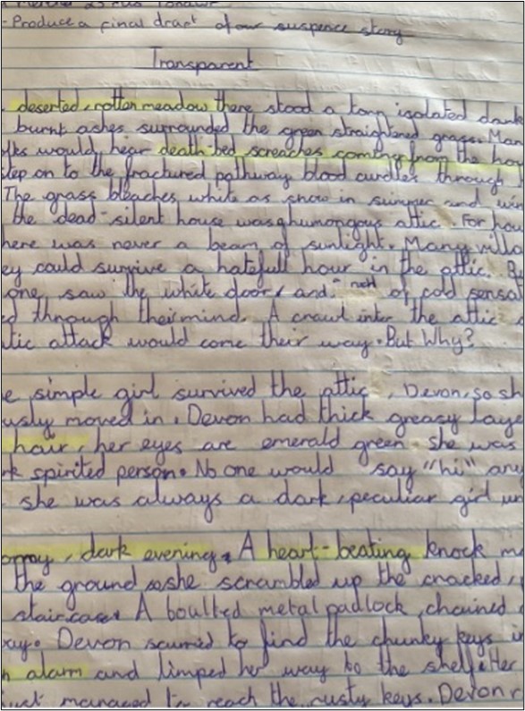 Pontnewydd found using The Curse as a starting point for the learners writing worked really well